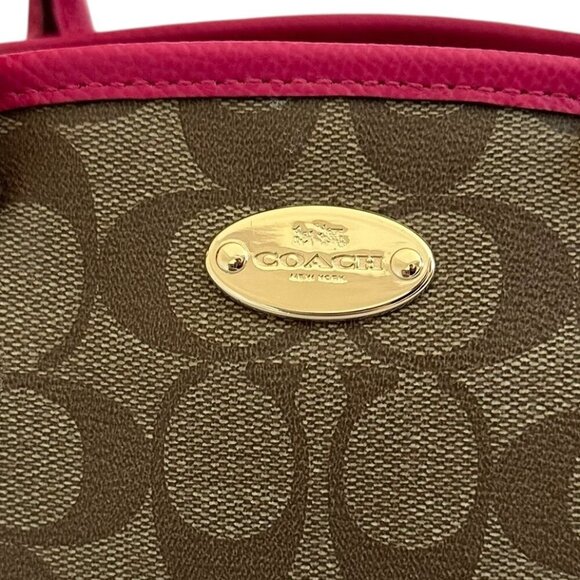 Coach Mini Margot Signature Brown Pink Handbag Caryall Purse + Wallet Leather - Picture 8 of 16